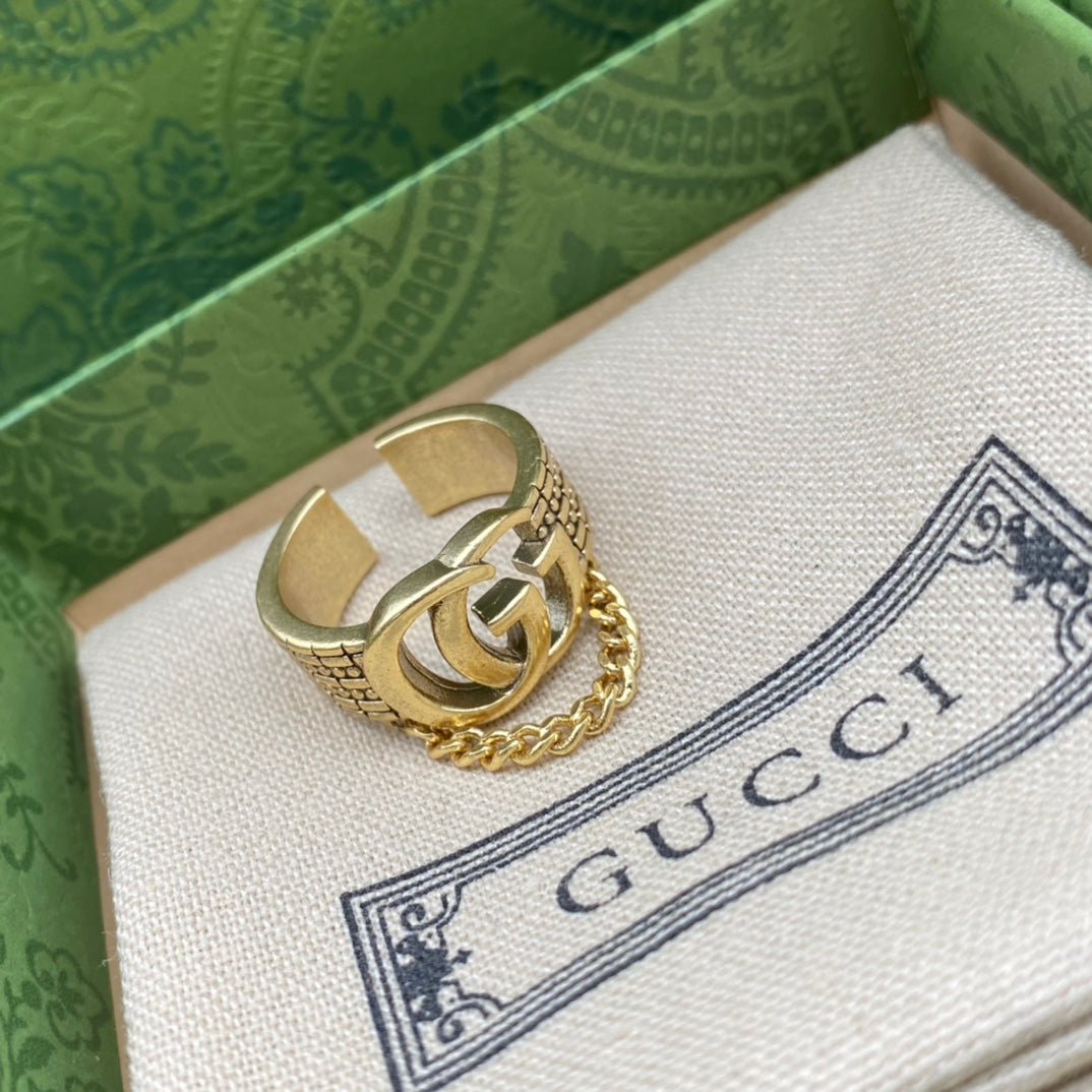 Vintage Cutout Chain Open Ring