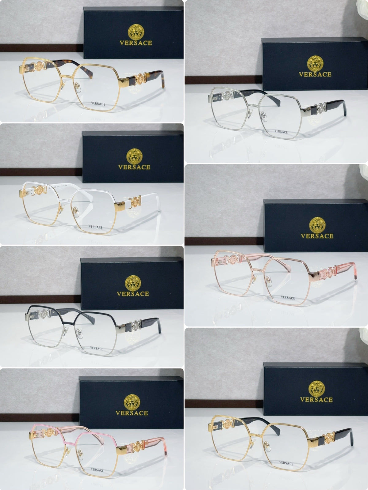 Metal Polygon Optical Glasses 8 Style Options Vintage Engraved Temple Design Classic Fashion Luxury Look - VE1291D