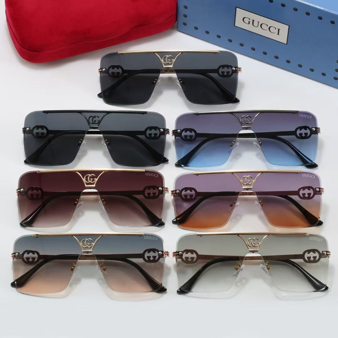 7 colors square half-frame metal sunglasses