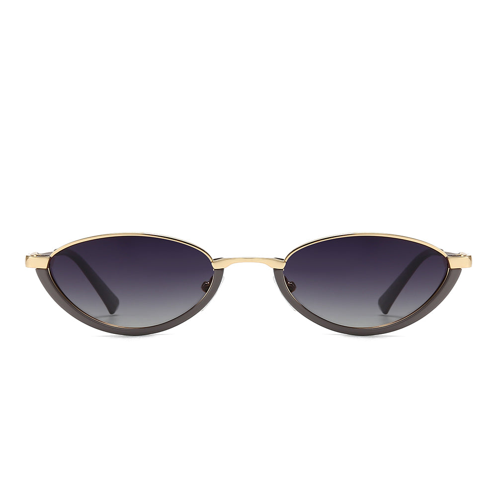 Dollger Semi-Rimless Oval Black Frame Sunglasses