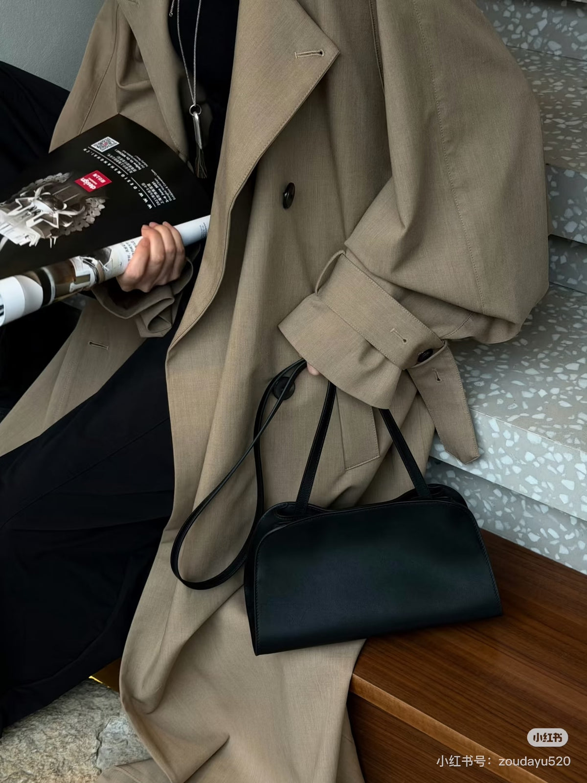 Minimalist Taupe Brown Shoulder Bag