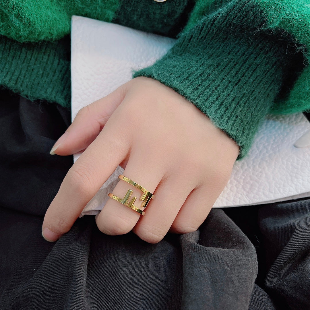 Double F Letter Ring