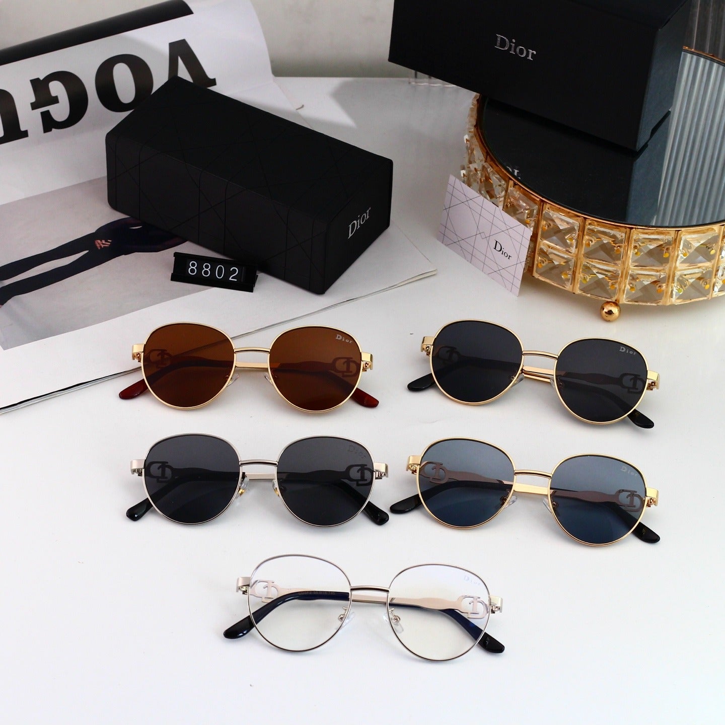 5 Color Round Metal Decor Sunglasses 8802