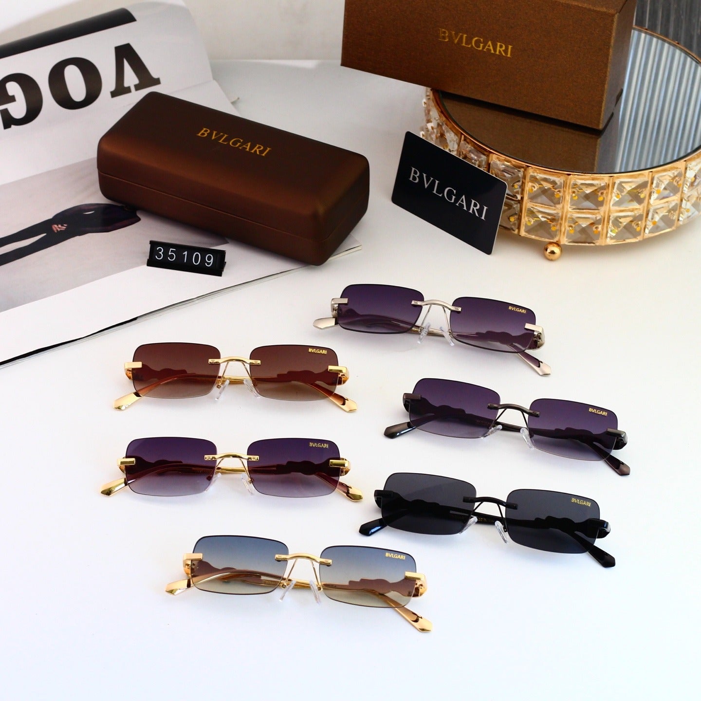 6 Color Rimless Square Serpent Sunglasses 35109