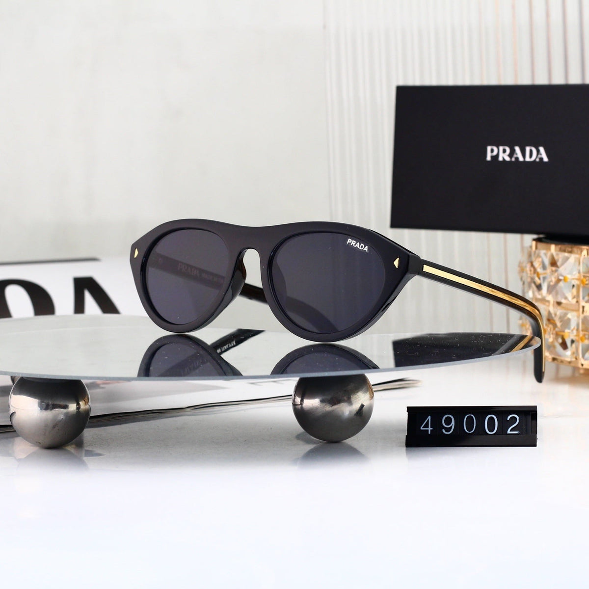 Vintage Metal Logo Polygon Sunglasses Men Classic 49002