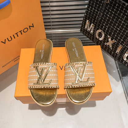 Woven Leather Flat Slippers