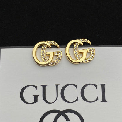 Vintage Double G Diamond Stud Earrings