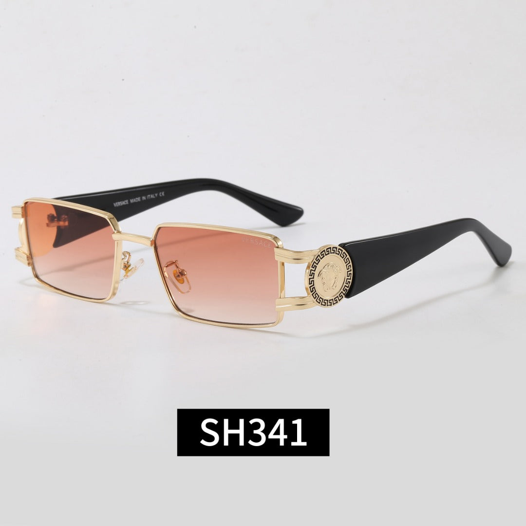 Rimless Rectangular Sunglasses 7 Style Options Vintage Medallion Design Classic Fashion Luxury Look SH341