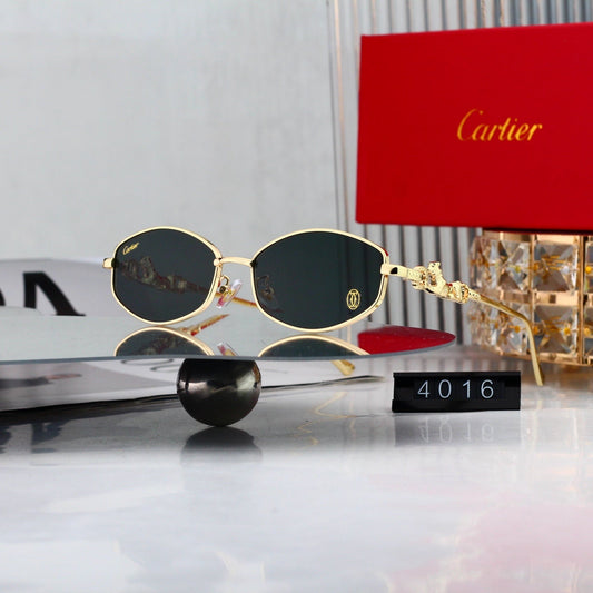 Vintage Oval Metal Frame Sunglasses, Snake Decor UV400 Polarized Fashion Shades 4016