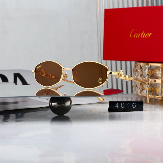 Vintage Oval Metal Frame Sunglasses, Snake Decor UV400 Polarized Fashion Shades 4016