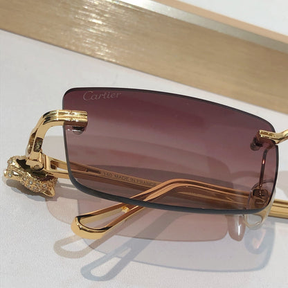 10 Color Rimless Panther Head Sunglasses CT0647S
