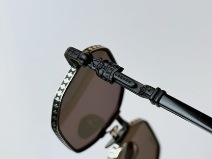 6 Color Retro Hexagonal Carved Metal Sunglasses
