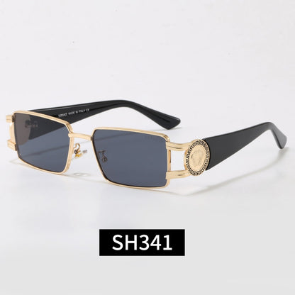 Rimless Rectangular Sunglasses 7 Style Options Vintage Medallion Design Classic Fashion Luxury Look SH341