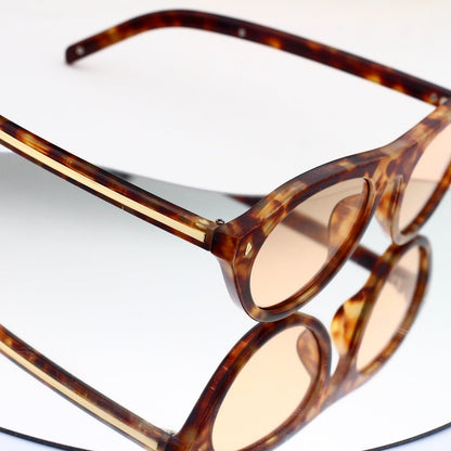 Vintage Metal Logo Polygon Sunglasses Men Classic 49002