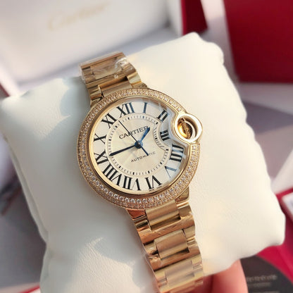 Premium Stainless Steel Mechanical Watch 8 Style Options Crystal Bezel Roman Numeral Design Luxury Look