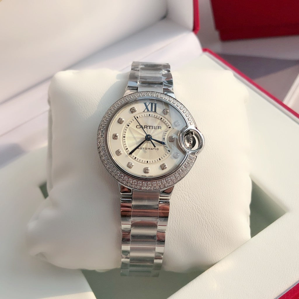 Premium Stainless Steel Mechanical Watch 8 Style Options Crystal Bezel Roman Numeral Design Luxury Look