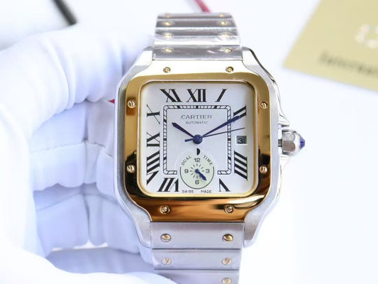 Premium Stainless Steel Mechanical Watch 4 Style Options Classic Square Dual Time Design Luxury Look