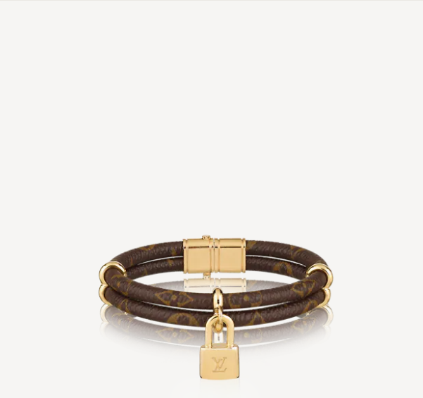 Double Leather Monogram Lock Bracelet