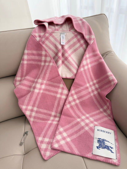 ✨ In Stock | 2025 New Year Hooded Checkered Wool Shawl – Elegant Blanket-Style Wrap