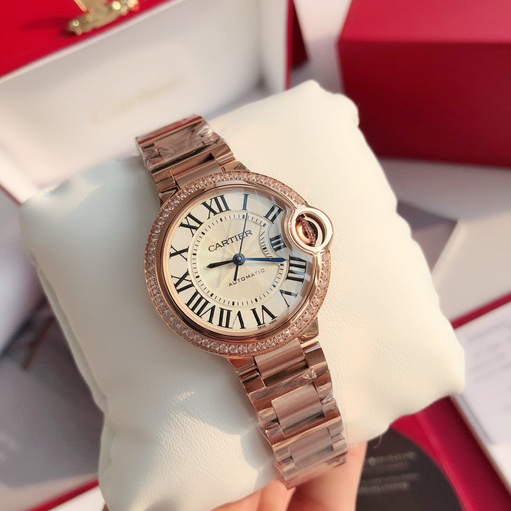 Premium Stainless Steel Mechanical Watch 8 Style Options Crystal Bezel Roman Numeral Design Luxury Look