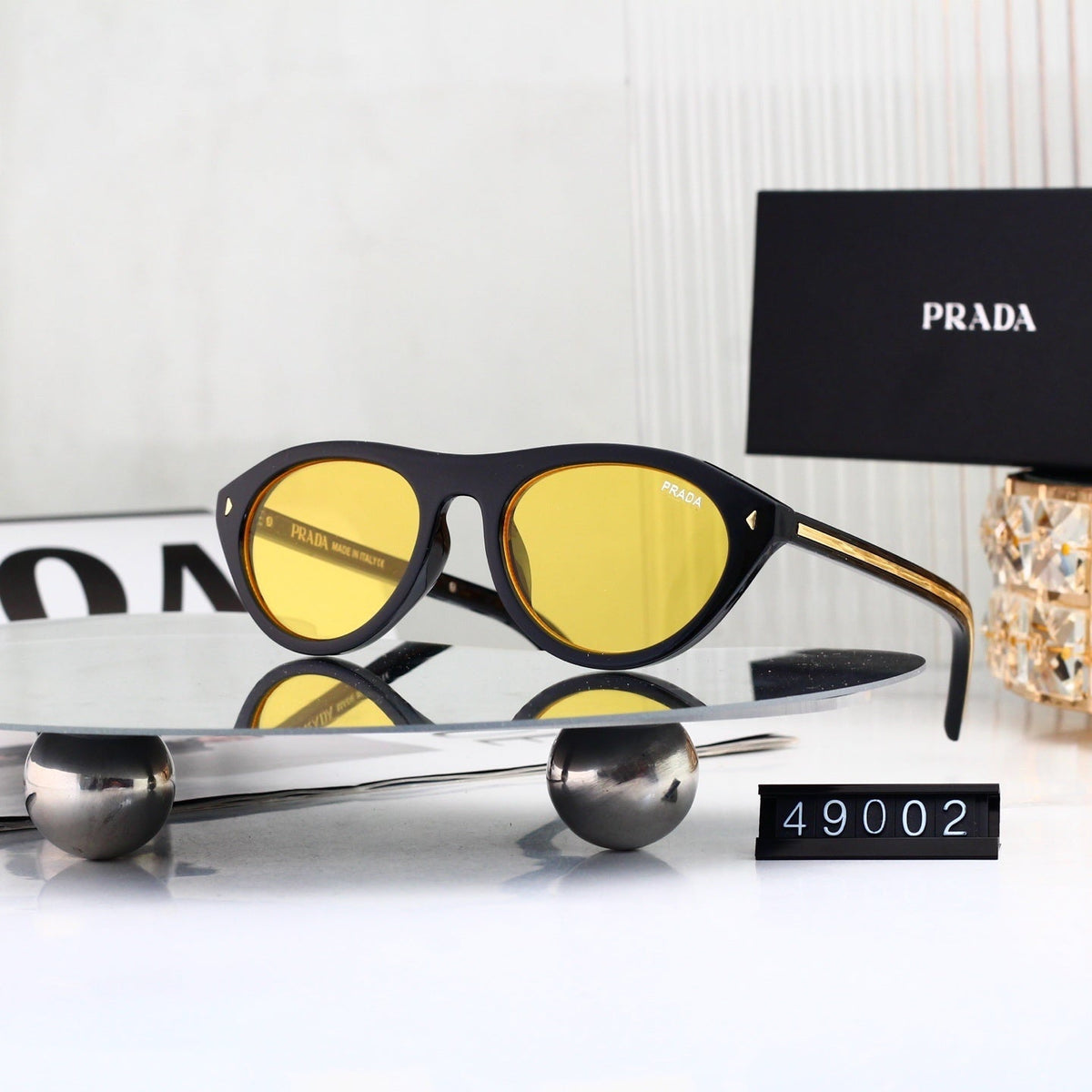 Vintage Metal Logo Polygon Sunglasses Men Classic 49002