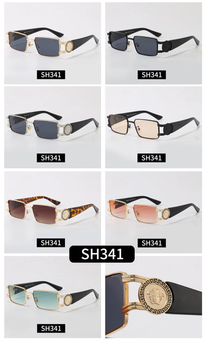 Rimless Rectangular Sunglasses 7 Style Options Vintage Medallion Design Classic Fashion Luxury Look SH341
