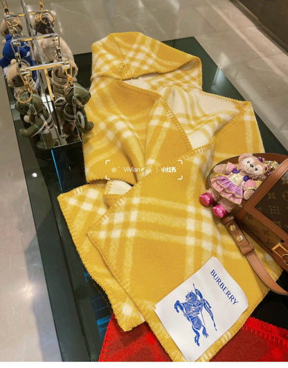 ✨ In Stock | 2025 New Year Hooded Checkered Wool Shawl – Elegant Blanket-Style Wrap