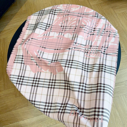 Reversible Equestrian Plaid Scarf – 70% Wool & 30% Silk, Double-Sided Contrast Design, 200 × 65 cm
