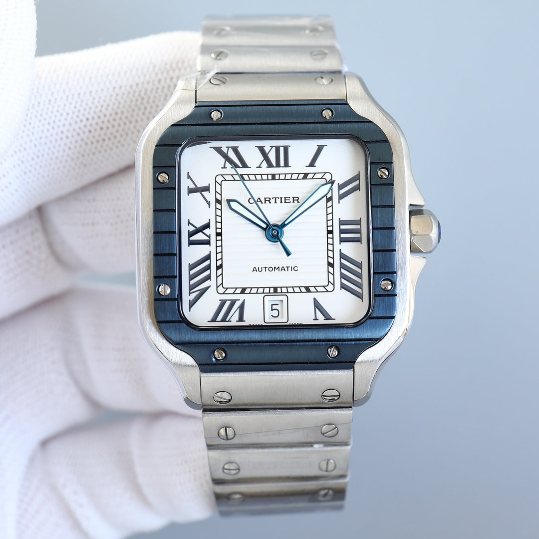 Steel Mechanical Watch 18 Style Options Classic Square Roman Numeral Design Luxury Look