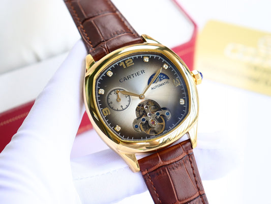 Premium Stainless Steel Mechanical Watch 7 Style Options Moon Phase Skeleton Design Luxury Look