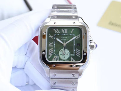 Premium Stainless Steel Mechanical Watch 4 Style Options Classic Square Dual Time Design Luxury Look