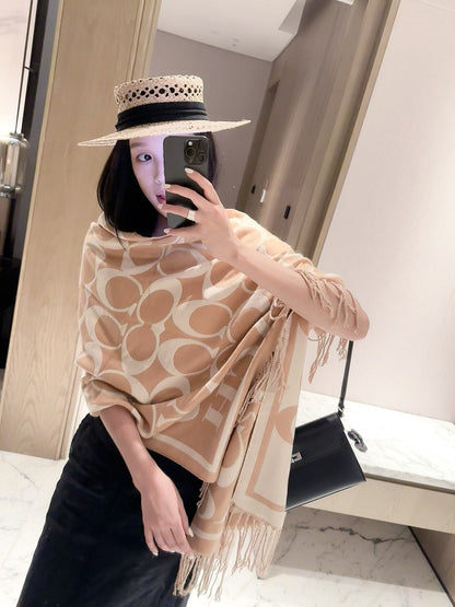 2026 New Classic Letter Pattern Cashmere Scarf ✨ Soft Thick Cashmere, Versatile Scarf & Wrap