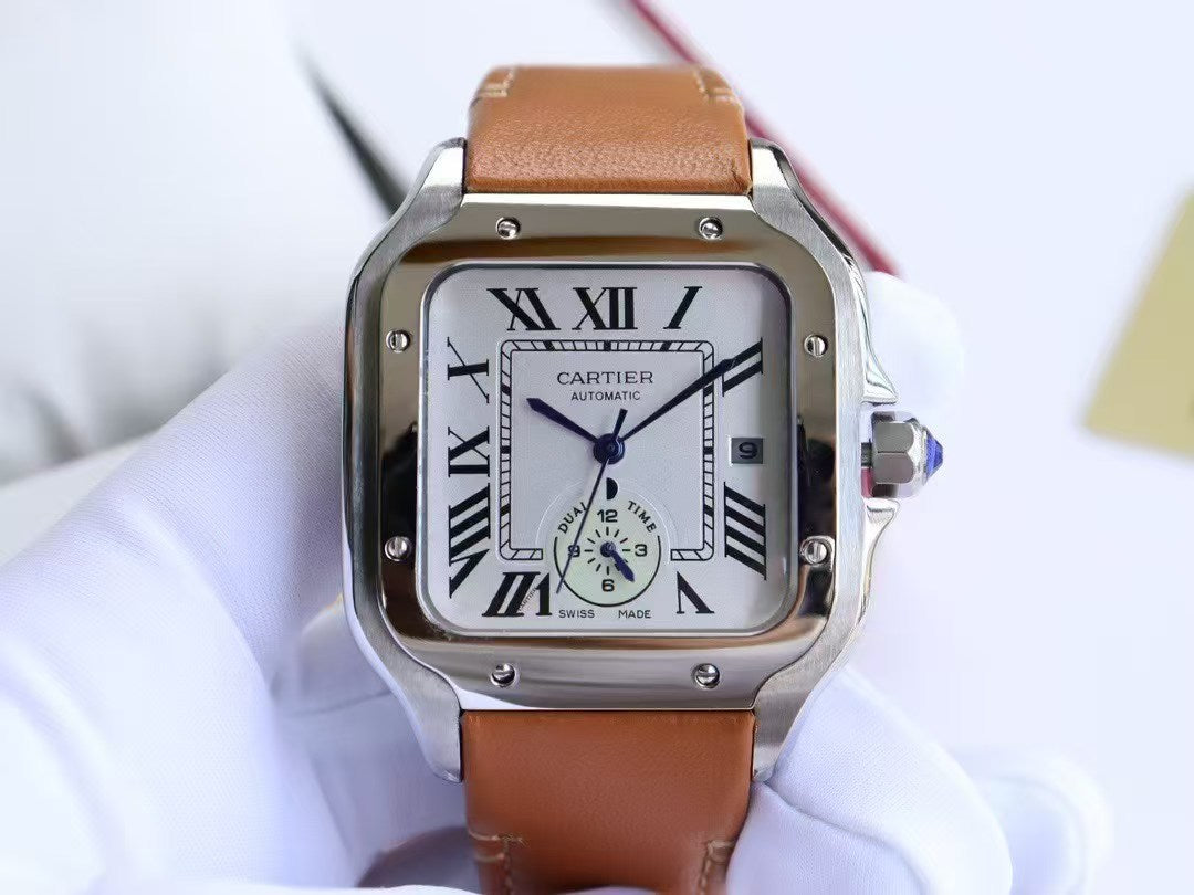 Premium Stainless Steel Mechanical Watch 4 Style Options Classic Square Dual Time Design Luxury Look