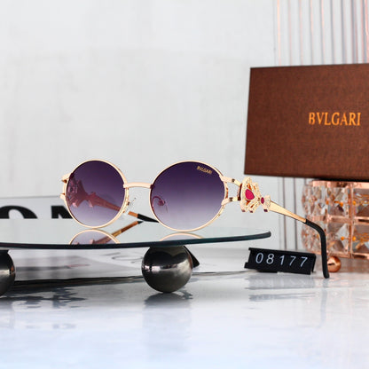 Luxury Vintage Oval Metal Frame Sunglasses - 08177