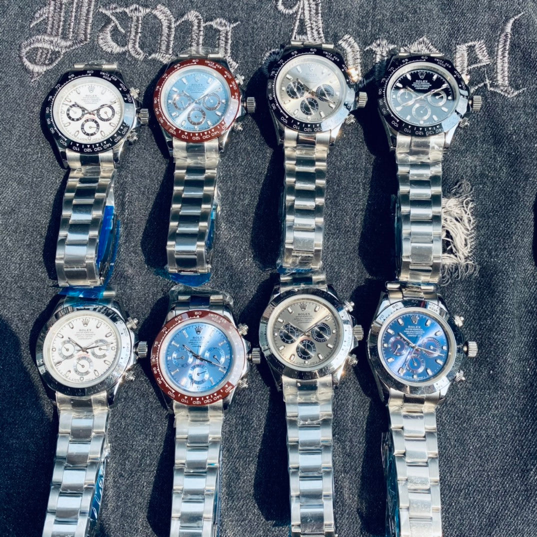 Premium Stainless Steel Mechanical Chronograph Watch 8 Color Options Classic Sport Luxury Style