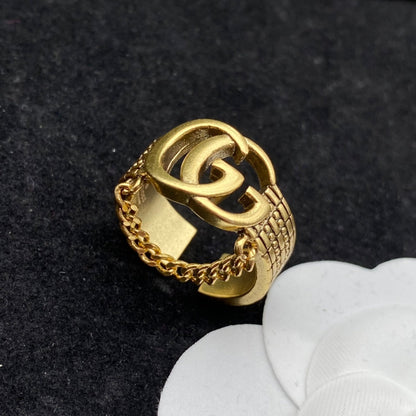 Vintage Cutout Chain Open Ring
