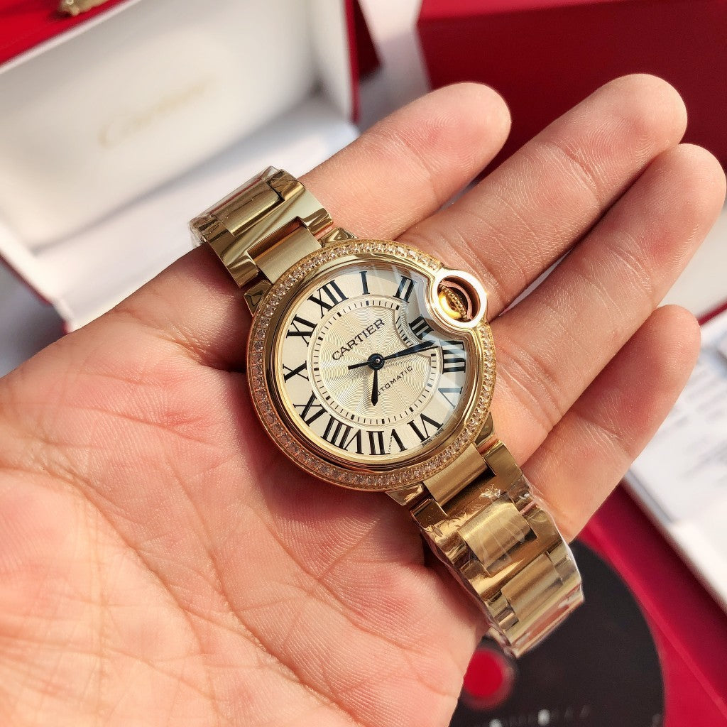Premium Stainless Steel Mechanical Watch 8 Style Options Crystal Bezel Roman Numeral Design Luxury Look