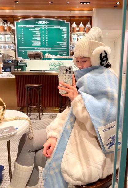 ✨ In Stock | 2025 New Year Hooded Checkered Wool Shawl – Elegant Blanket-Style Wrap