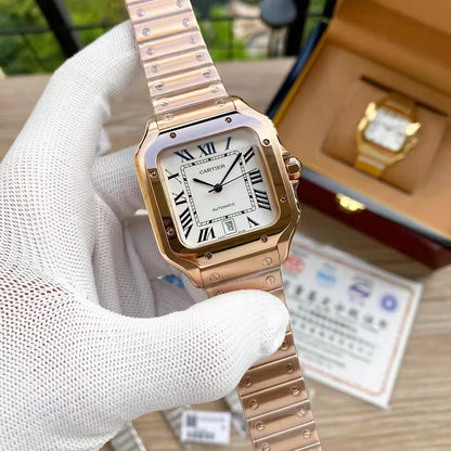 Steel Mechanical Watch 18 Style Options Classic Square Roman Numeral Design Luxury Look