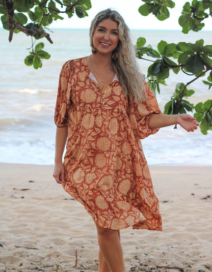 Neera Short Dress in Masala - Lined