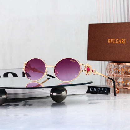 Luxury Vintage Oval Metal Frame Sunglasses - 08177