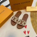 Summer Straw Monogram Slippers