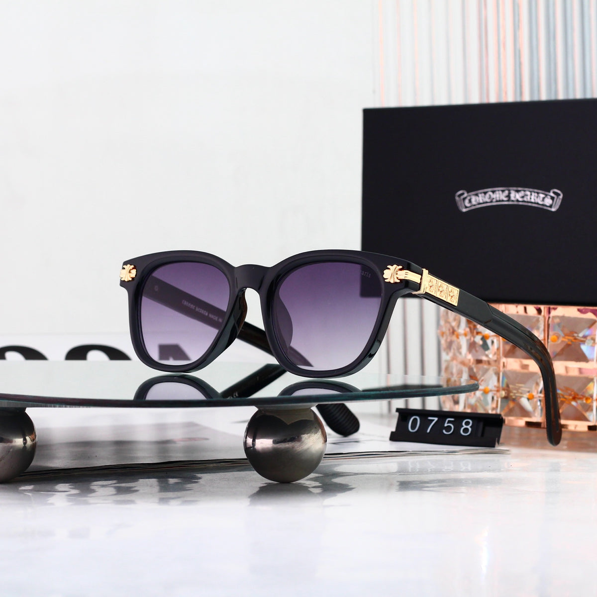 Retro Square Acetate Frame Sunglasses - 0758