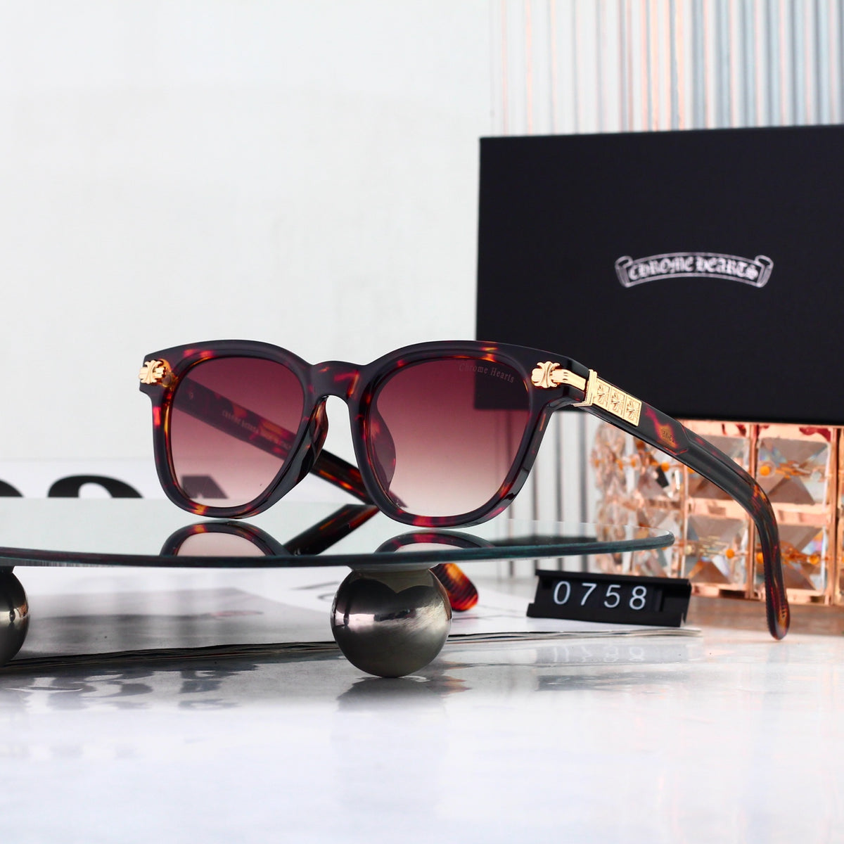 Retro Square Acetate Frame Sunglasses - 0758