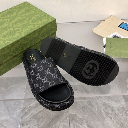 Platform Slippers With Double G Motif