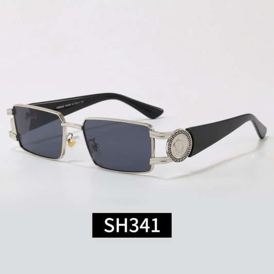 Rimless Rectangular Sunglasses 7 Style Options Vintage Medallion Design Classic Fashion Luxury Look SH341
