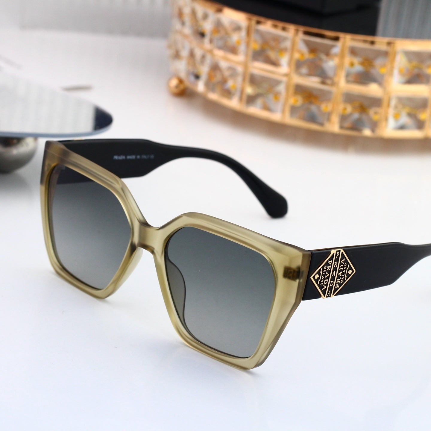 Polarized Sunglasses Personality Cat-Eye Square Frame Sunglasses 3335