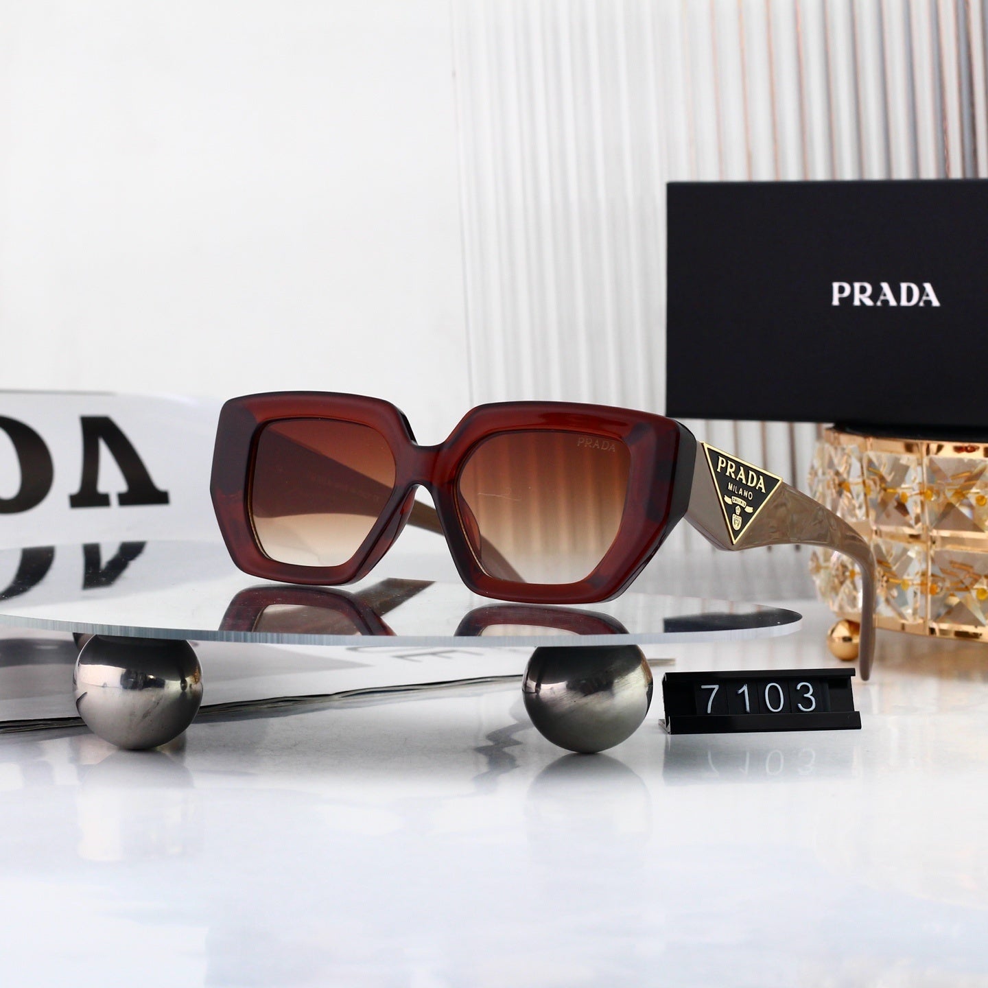 Polarized Sunglasses Personality Irregular Square Frame Sunglasses 7103