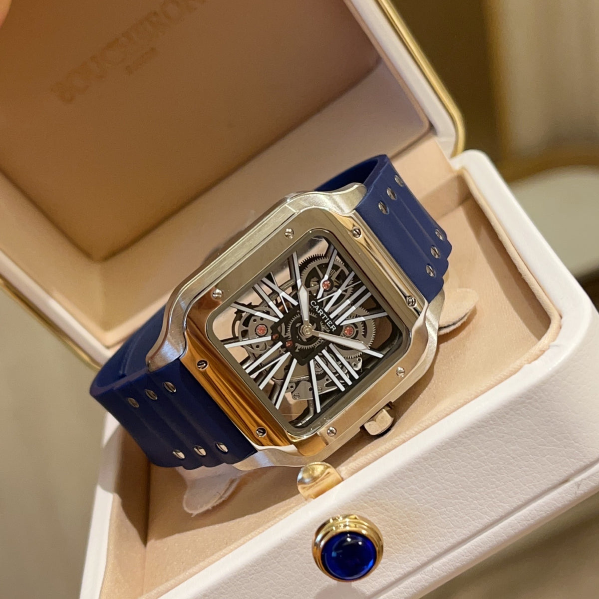 Premium Stainless Steel Skeleton Mechanical Watch 6 Style Options Asymmetric Design Luxury Look