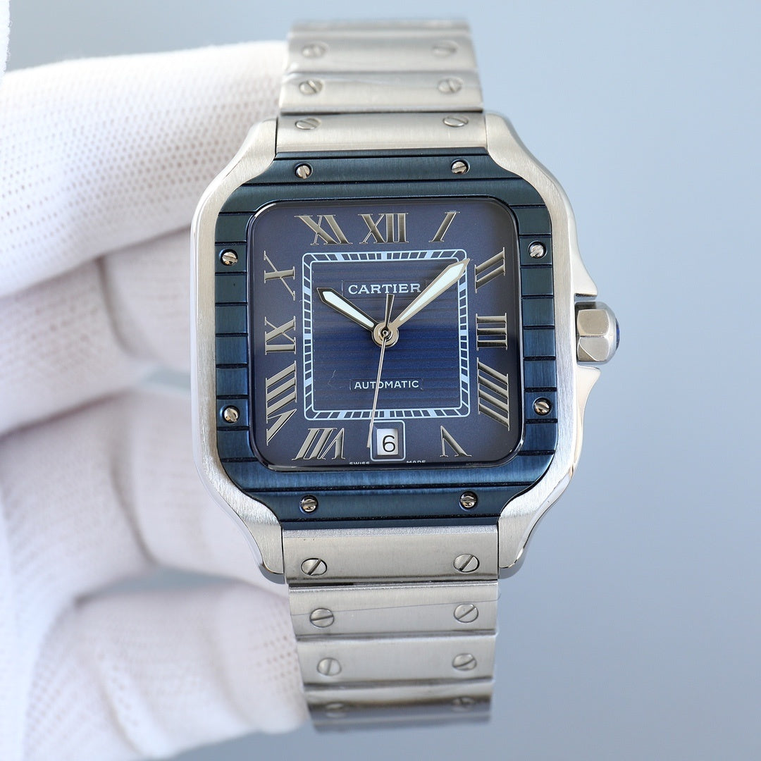 Steel Mechanical Watch 18 Style Options Classic Square Roman Numeral Design Luxury Look